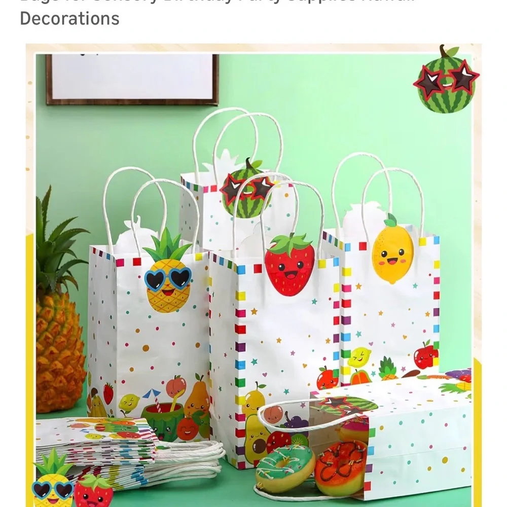 Kolldenn 24pcs Fruit Party Favors Bags Bulk with Handles